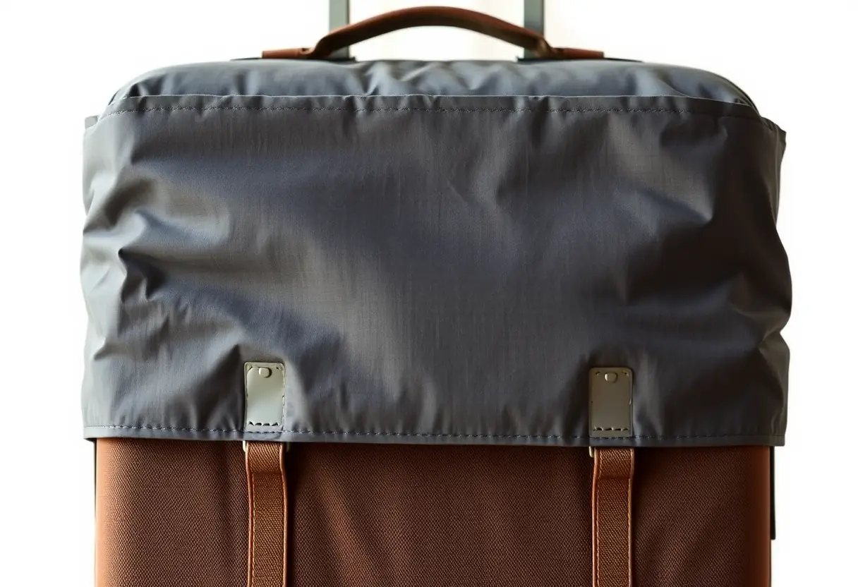 Un tissu protecteur enveloppant une valise dans un compartiment de rangement