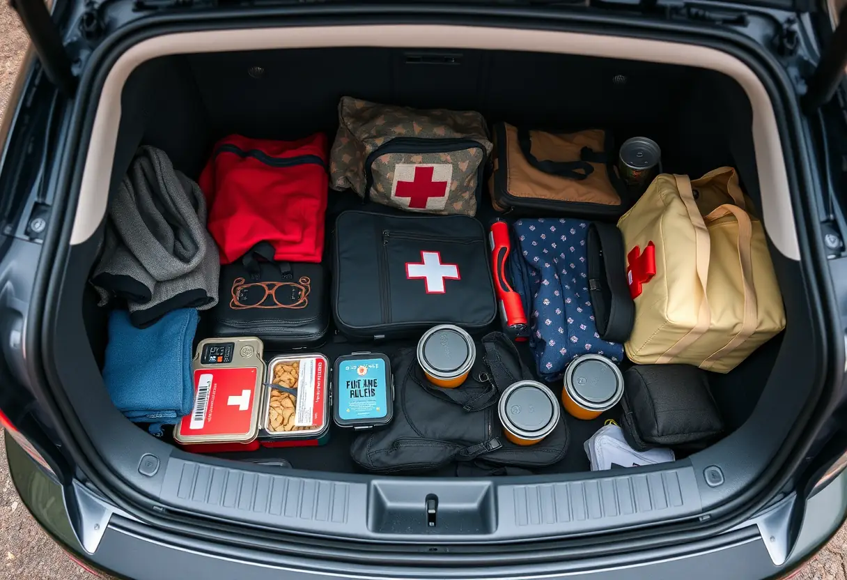Coffre bien organisé avec les affaires de voyage