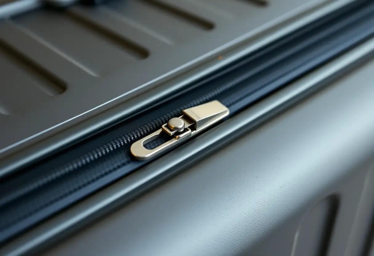 Fermeture à glissière d'une valise souple en polypropylène