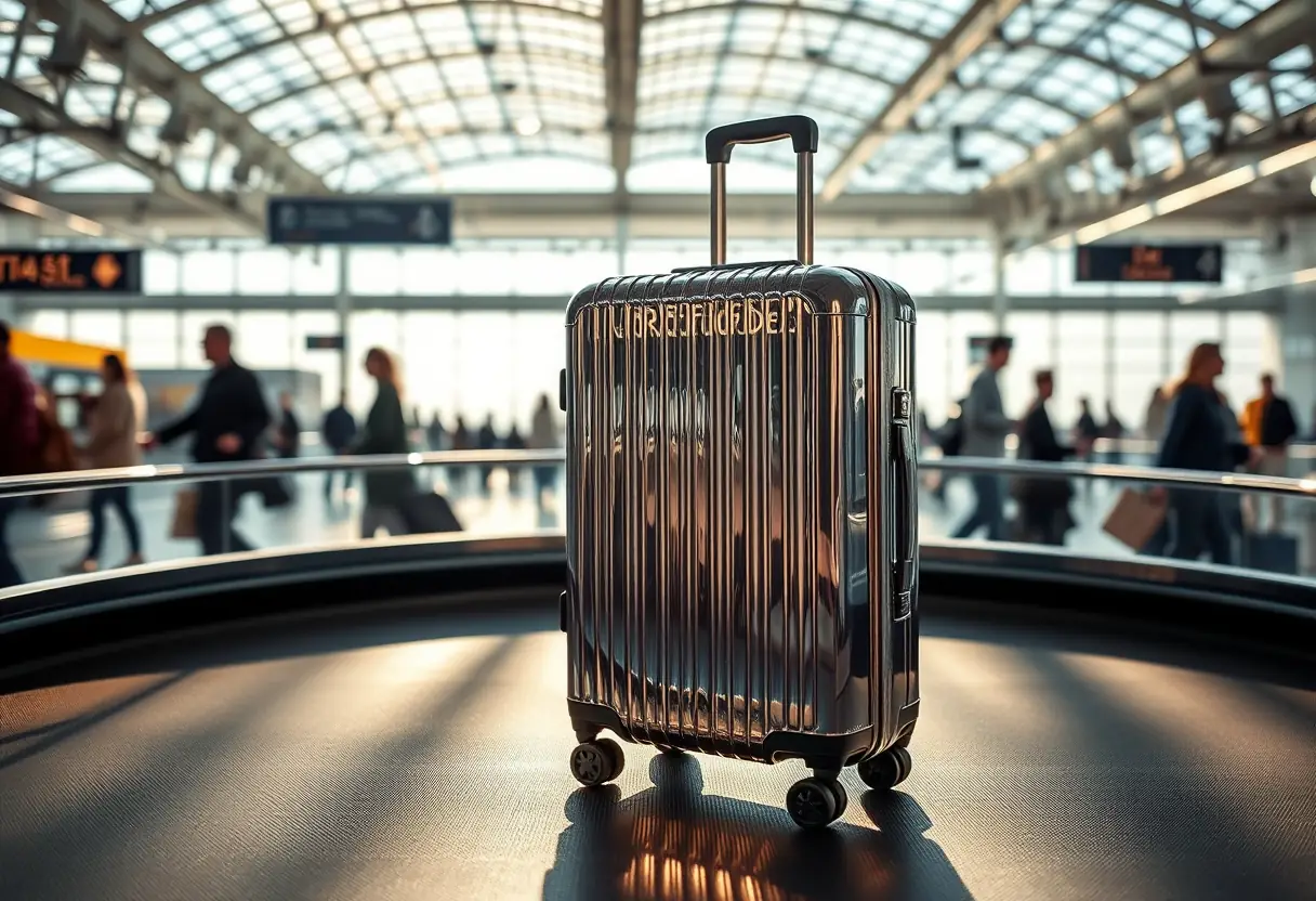 Un casier en polycarbonate sur un tapis roulant dans un aéroport