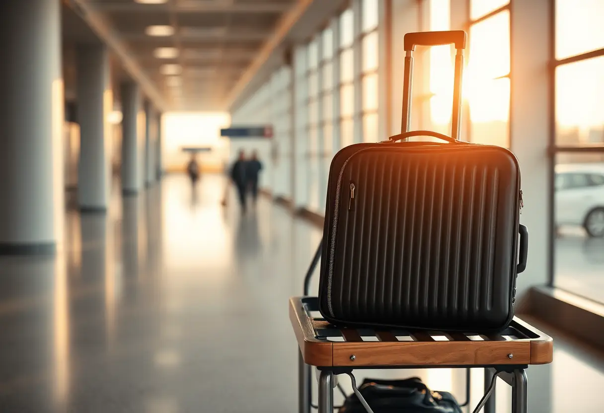 Un sac cabine posé sur un chariot dans un aéroport