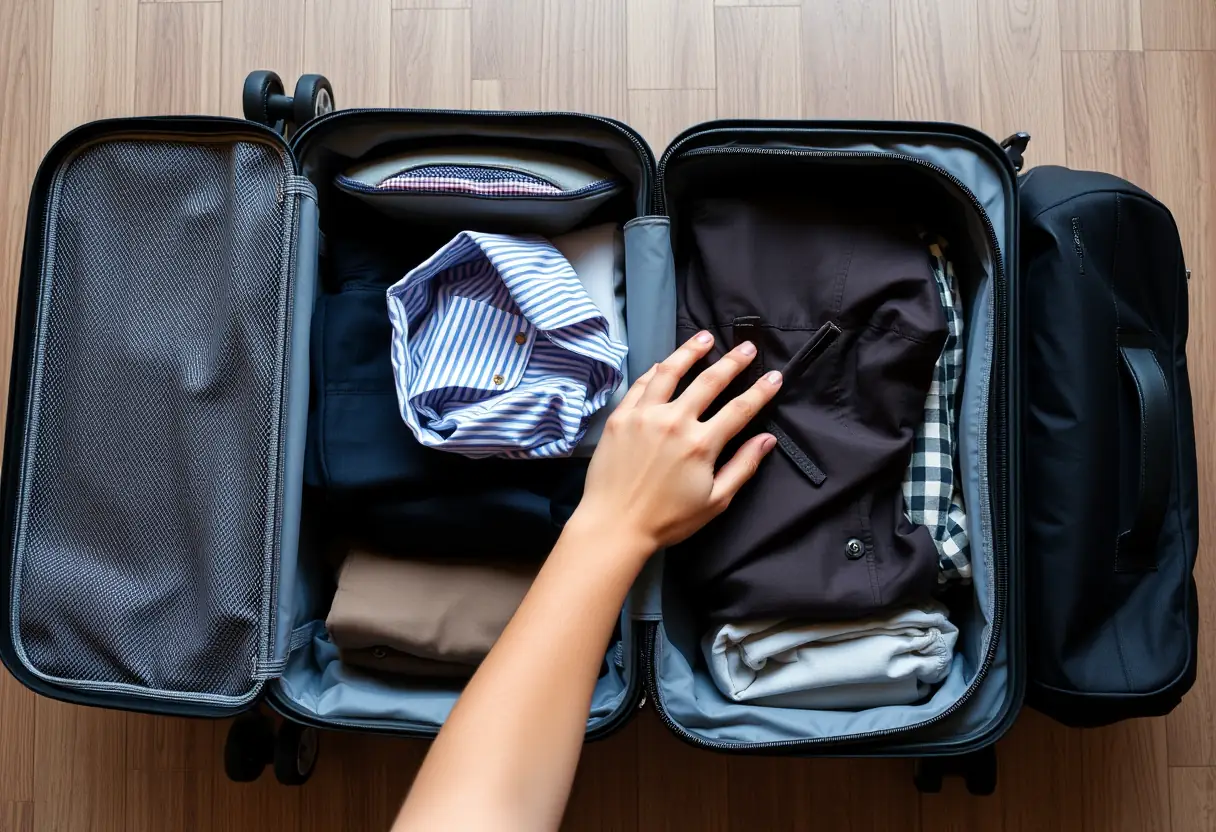 Une valise ouverte avec ses affaires bien rangées