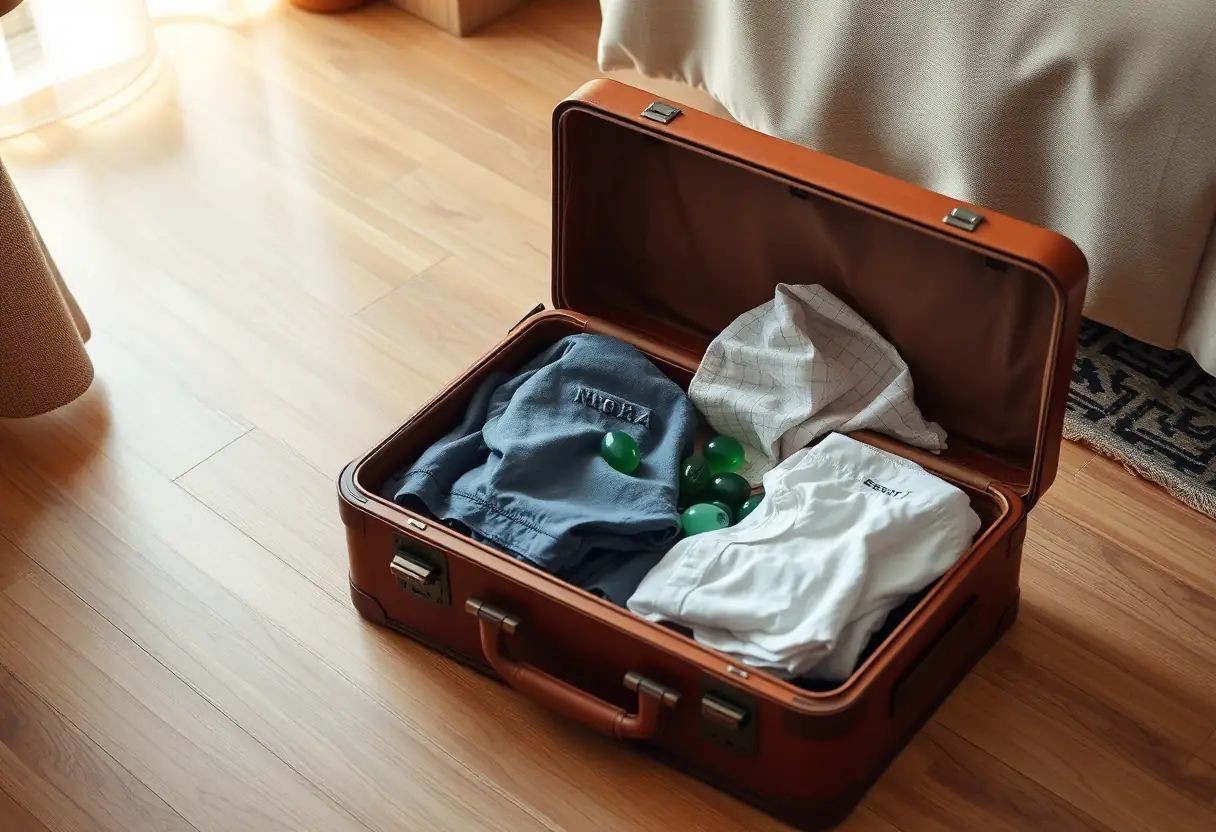 Coffre avec pierres vertes pour voyager sans malaise