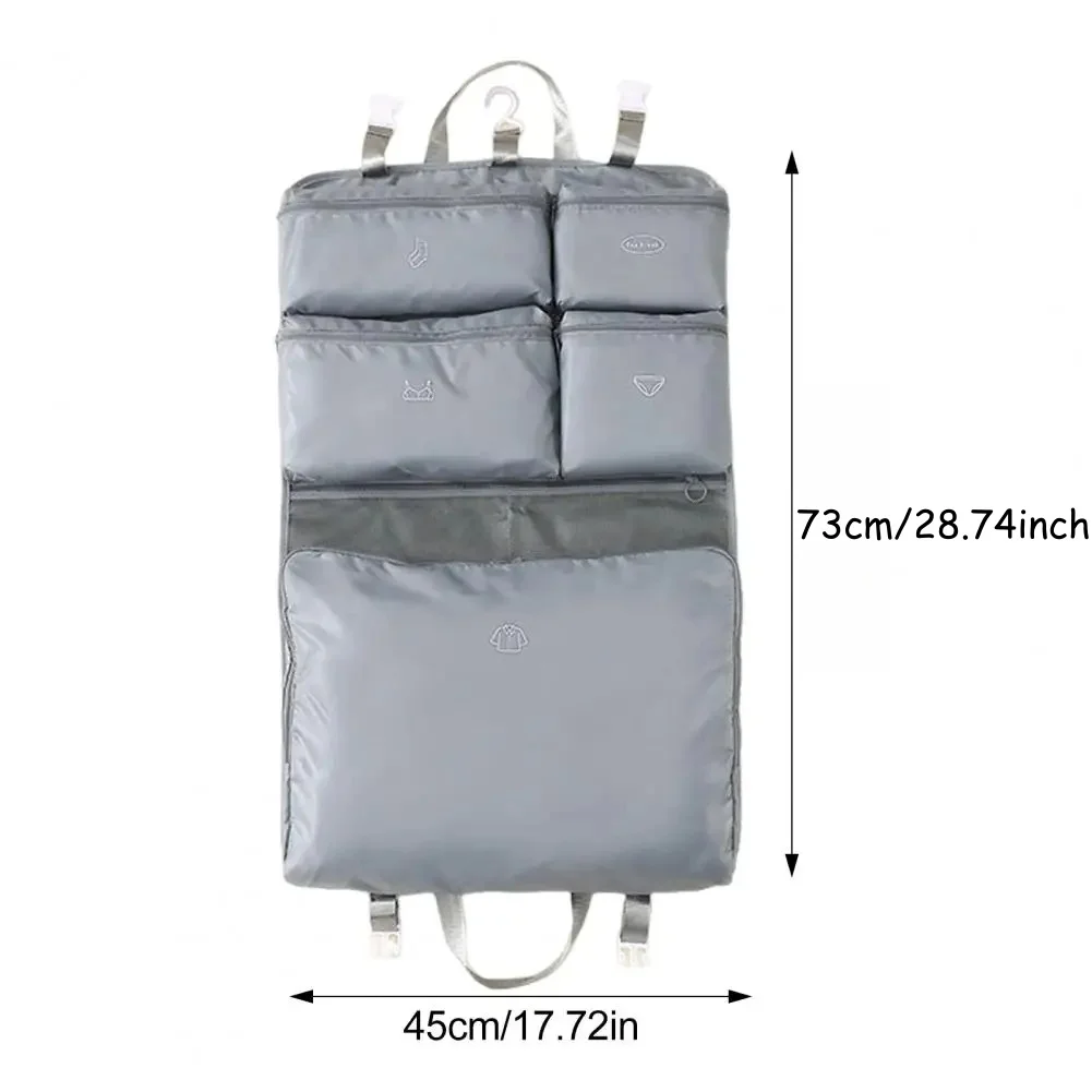 valise de voyage portable 73cm/28.74 pouces, 1 pièce, sac organisateur suspendu, rangement de bagages pliable avec poches en tissu séparées pour bett