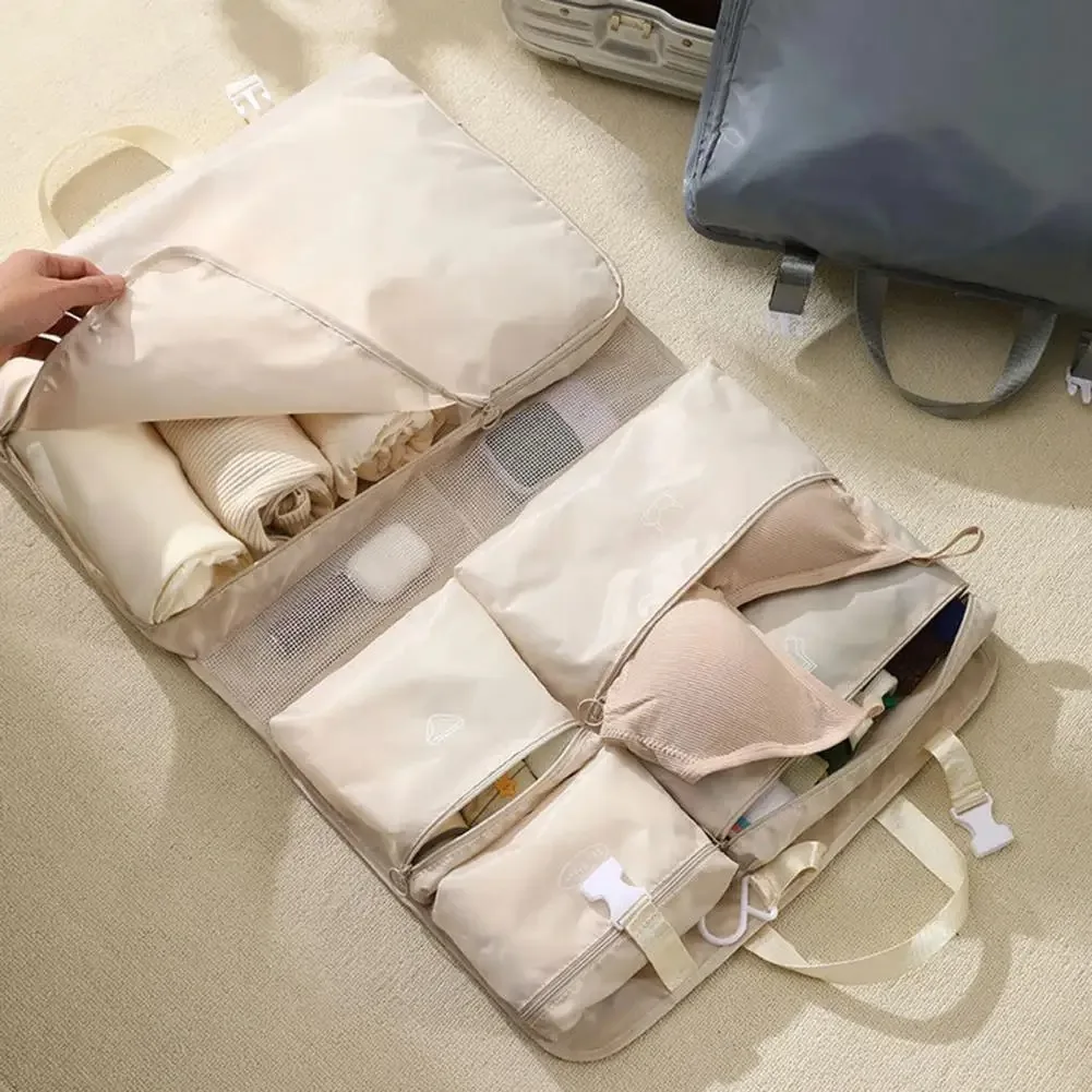 Valise de voyage Portable 73cm/28.74 pouces, 1 pièce, sac organisateur suspendu, rangement de bagages pliable avec poches en tissu séparées pour Bett