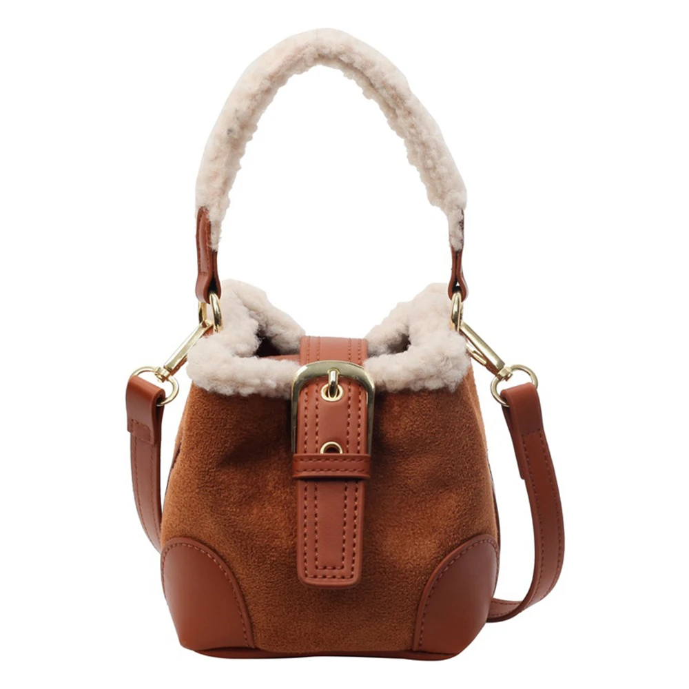 sacs pour femmes seau épaule sac à main automne hiver vintage polyvalent laine d'agneau sac à main élégant mode sac à bandoulière en gros