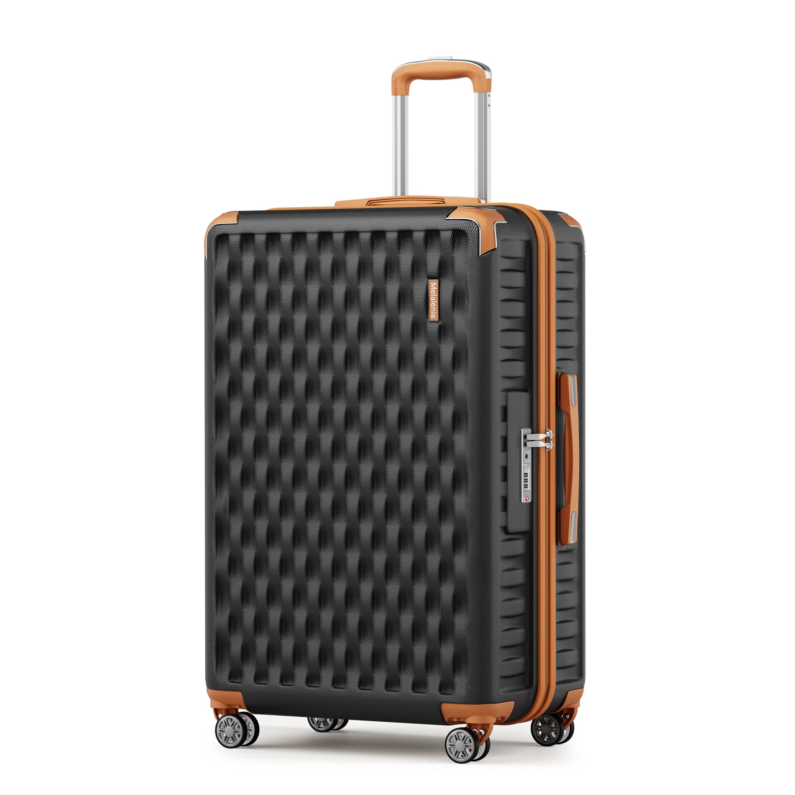 bagage melalenia, valise abs à coque rigide avec serrure tsa avec roue rotative, bagage moyen léger à carreaux pour voyage