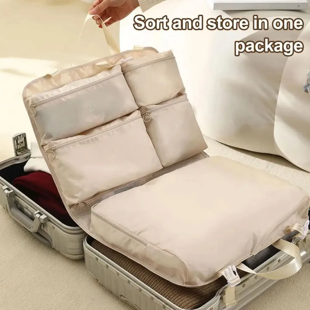 valise de voyage portable 73cm/28.74 pouces, 1 pièce, sac organisateur suspendu, rangement de bagages pliable avec poches en tissu séparées pour bett