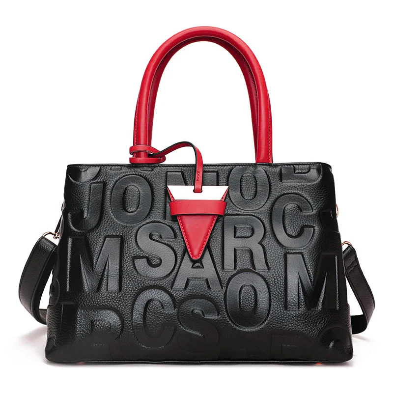un sac à main pour femme élégant et atmosphérique en matière de peau de vache de haute qualité et technologie de gaufrage de lettres