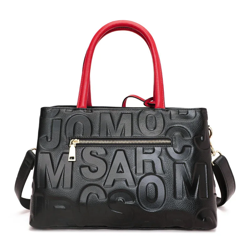 un sac à main pour femme élégant et atmosphérique en matière de peau de vache de haute qualité et technologie de gaufrage de lettres