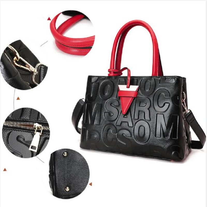 un sac à main pour femme élégant et atmosphérique en matière de peau de vache de haute qualité et technologie de gaufrage de lettres
