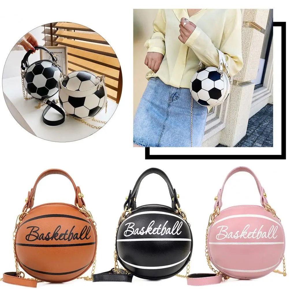 sac à main chic pour femmes, rond, basket-ball, football, en forme de baril, sac à bandoulière en faux cuir