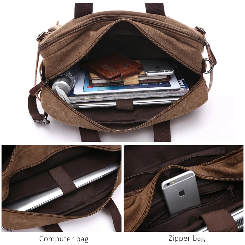sac de voyage classique pour hommes, valise à bandoulière, fourre tout, grande poche, porte documents en toile, décontracté, ordinateurs portables d'entreprise