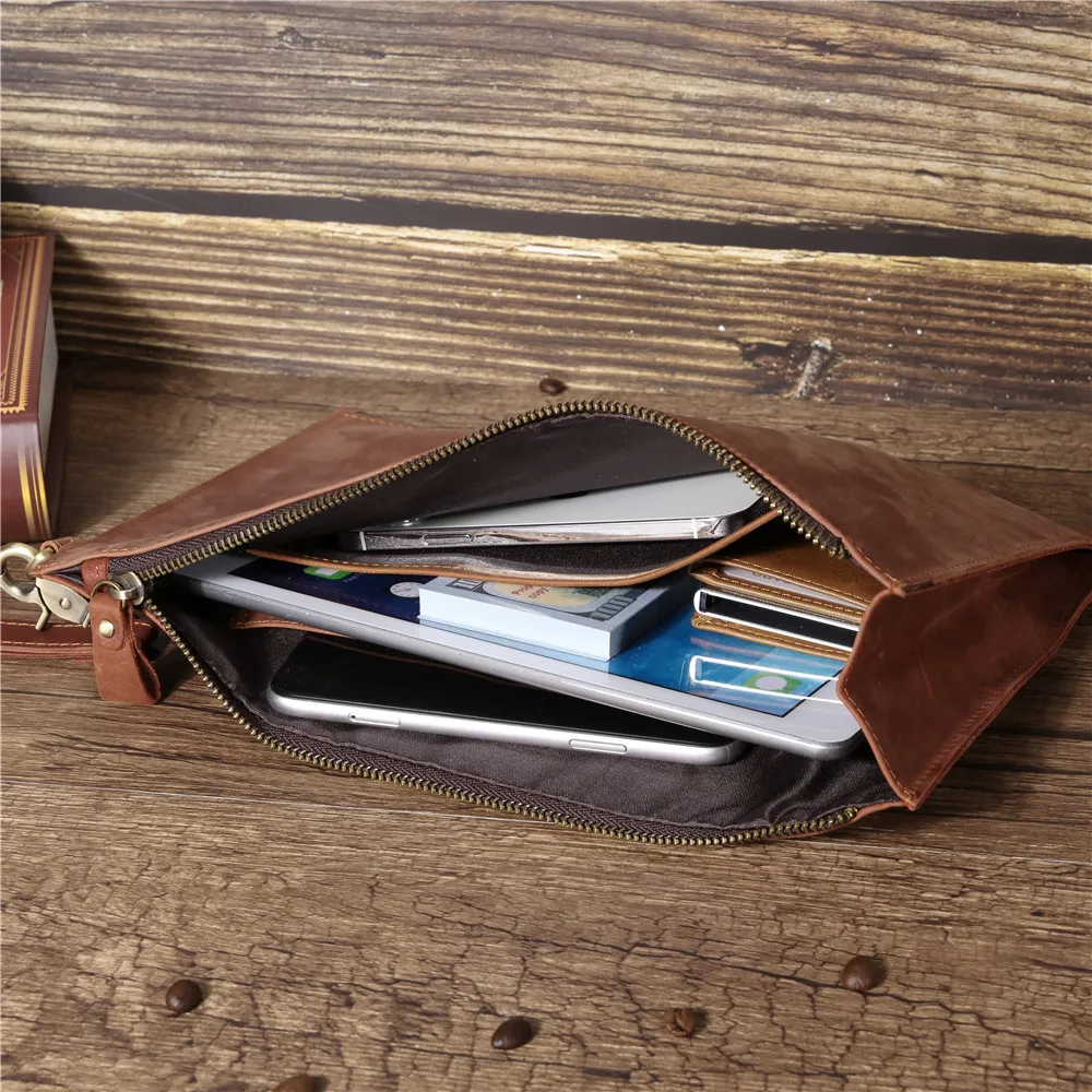 pochettes pour hommes en cuir véritable sac à main mâle longs portefeuilles d'argent pochette pour téléphone portable homme pochette de fête porte carte