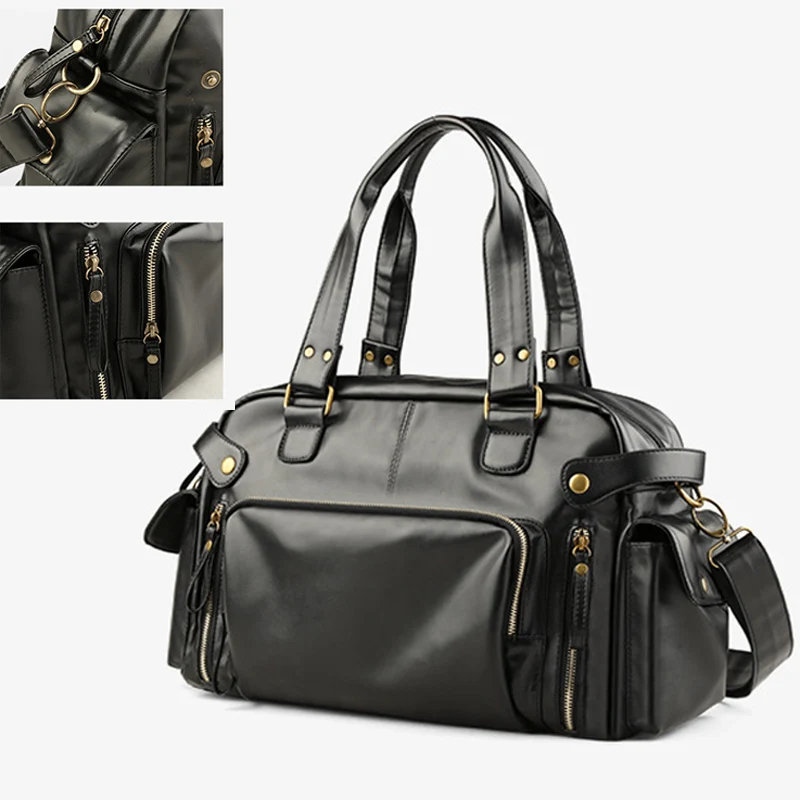 porte documents en cuir souple pour hommes, fourre tout pour ordinateur portable, sacoche d'affaires, sac à main de loisirs, grands sacs de voyage noirs xa158c