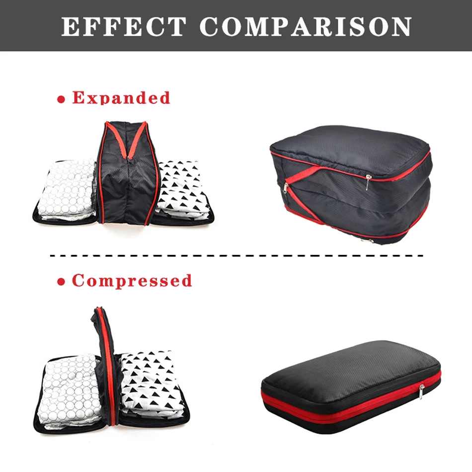 cubes d'emballage portables à compression double couche en nylon, pour grand organisateur de valise de voyage, étanche, pour voyager