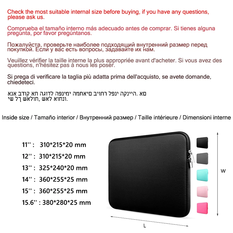 sac souple pour ordinateur portable xiaomi hp dell lenovo, pour macbook air pro retina 11 12 13 14 15 15.6, housse
