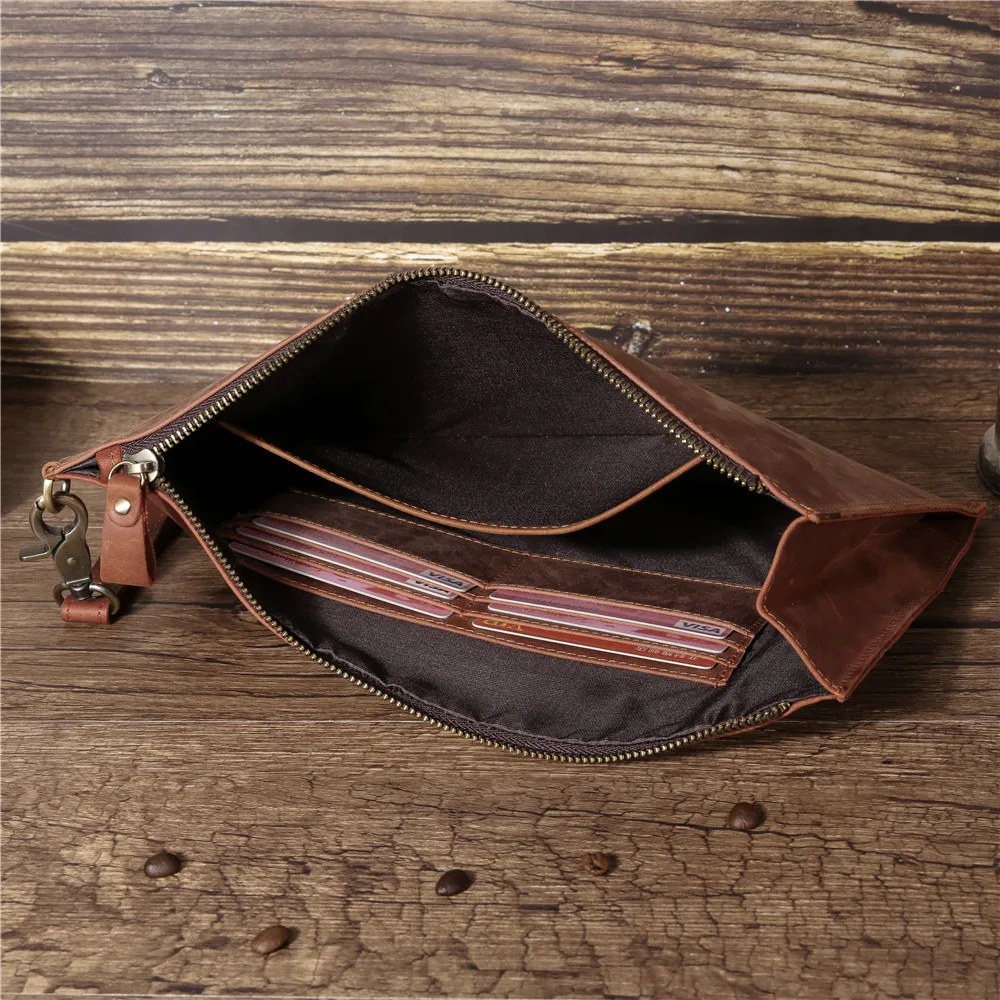 pochettes pour hommes en cuir véritable sac à main mâle longs portefeuilles d'argent pochette pour téléphone portable homme pochette de fête porte carte