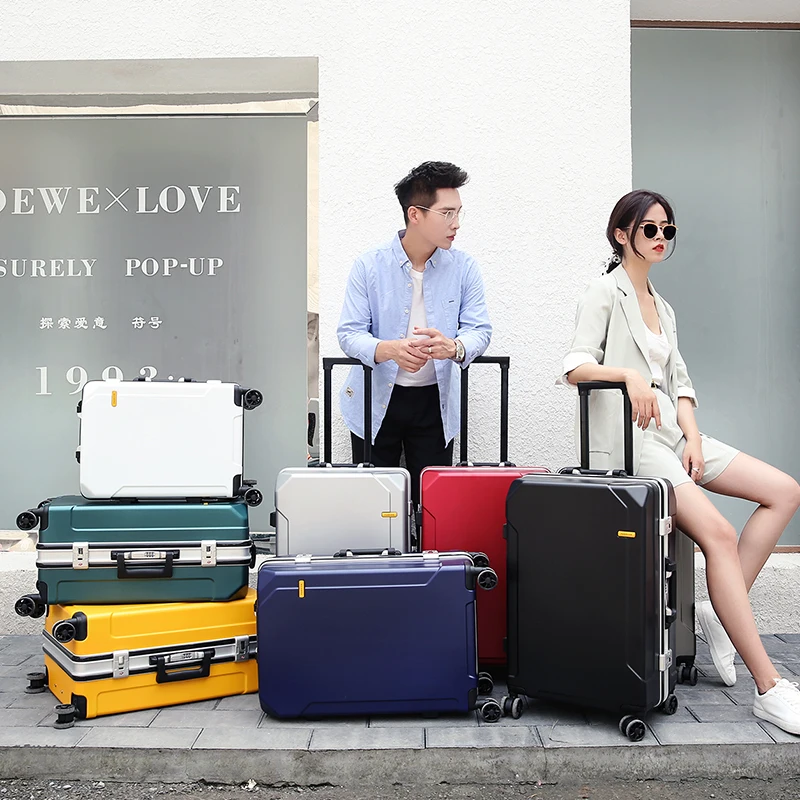 bagage de voyage tendance de la mode valise de 24 pouces cadre en aluminium boîtier de chariot pour hommes et femmes petite valise de cabine de 20 pouces