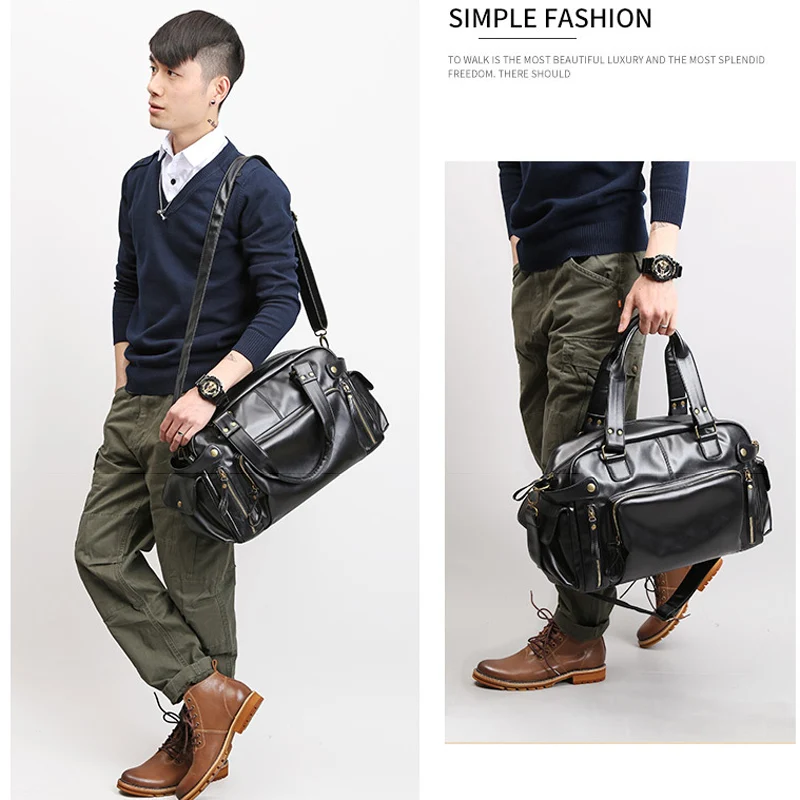 porte documents en cuir souple pour hommes, fourre tout pour ordinateur portable, sacoche d'affaires, sac à main de loisirs, grands sacs de voyage noirs xa158c
