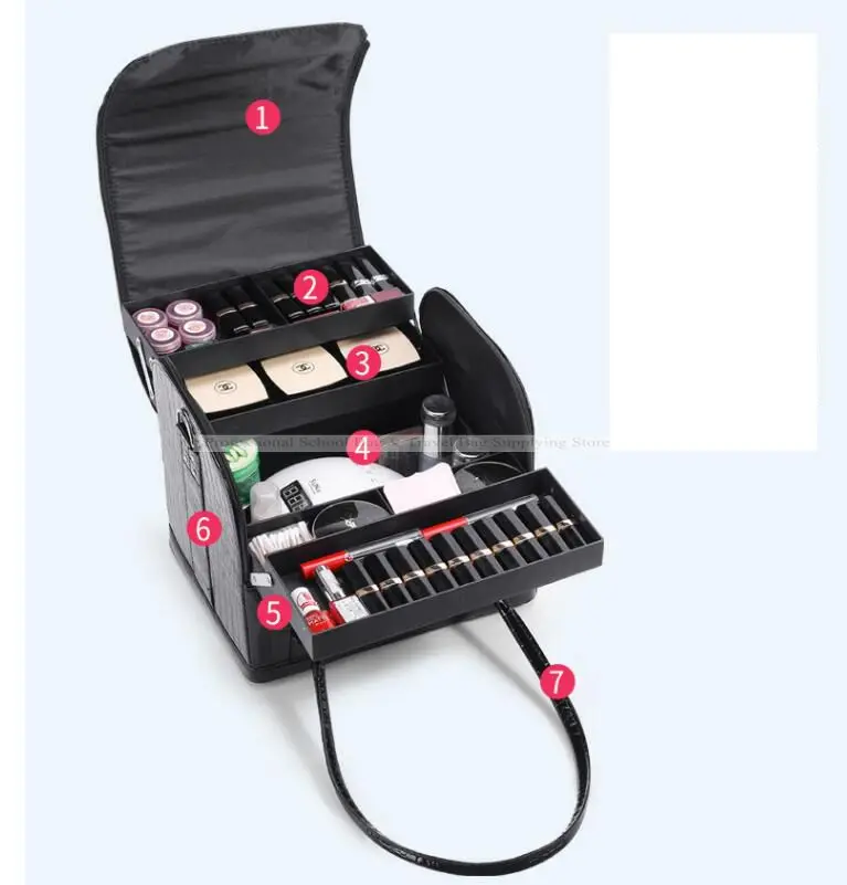 valise cosmétique de grande capacité pour femmes, trousse de maquillage, trousse de toilette, valise de rangement de maquillage