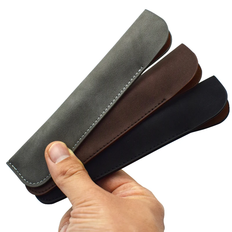 porte crayon souple pour un stylo, trousse à crayons en cuir pu, matériel d'écriture, sac de rangement de papeterie, fournitures scolaires et de bureau, cadeau