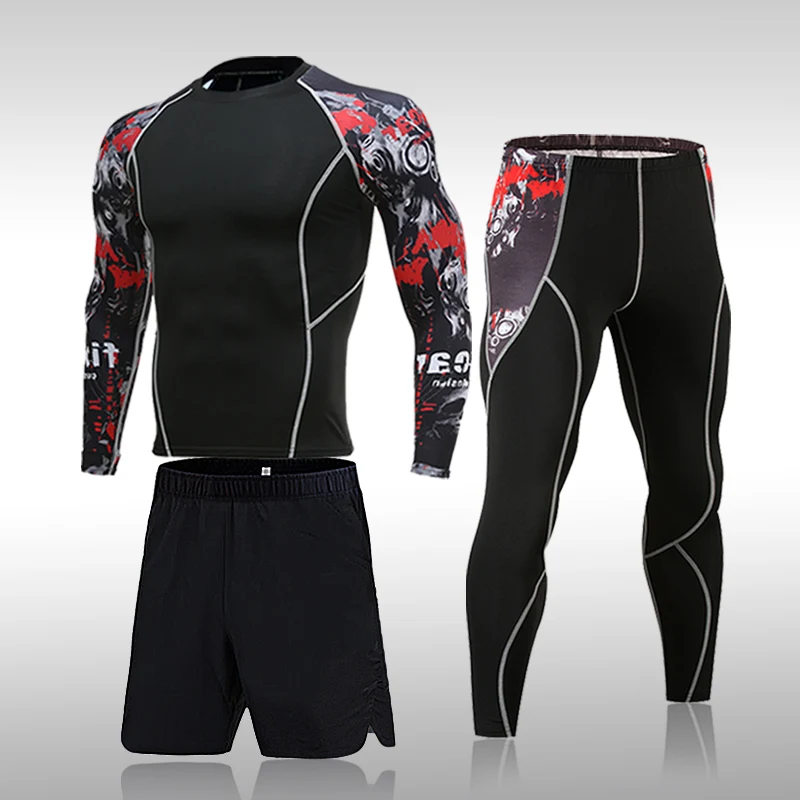 combinaison de sport à compression pour hommes, séchage rapide, transpiration, fitness, entraînement, kit mma, rashguard, vêtements de sport pour hommes, jogging, course à pied