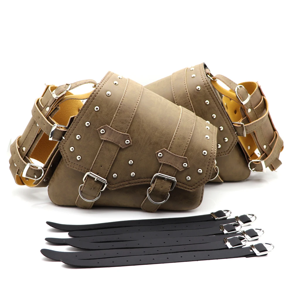 sacoche universelle en cuir pu pour moto, sacoche de dégager pour sportster xl883 xl1200 iron ocia, sacs à outils