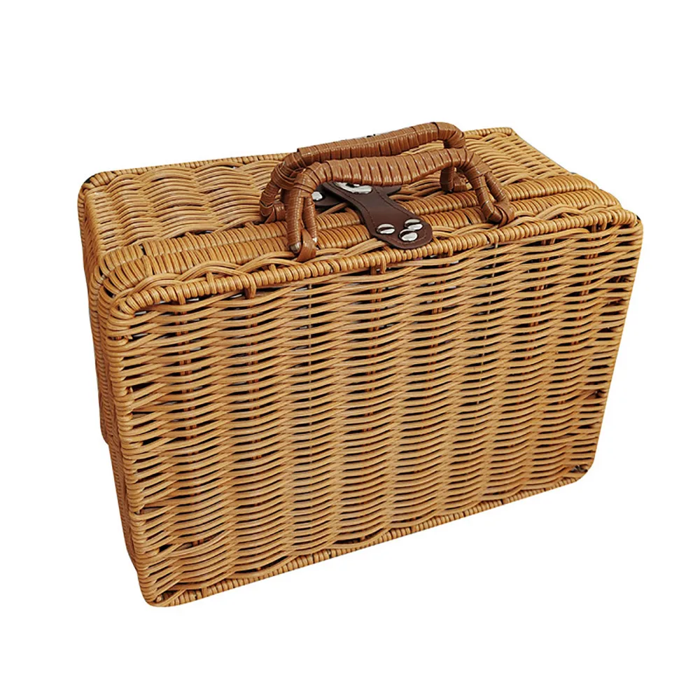 Valise de Rangement en Rotin, mir Tissé pour Pique-Nique, ixà l'Extérieur, Voyage, Salon, Vêtements, Jouet, Jonc de Mer en Bois, WUNICEF