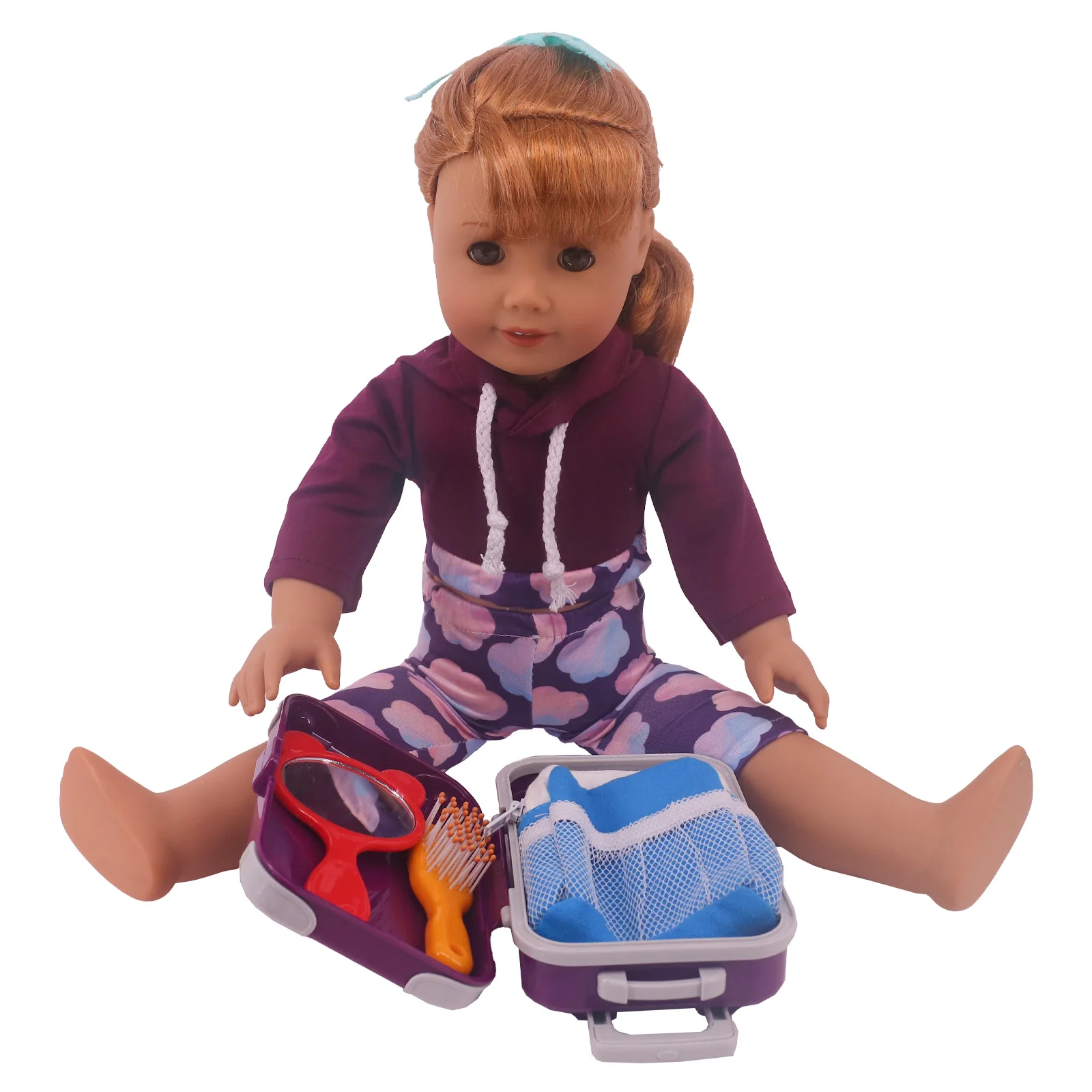 accessoires de poupée valise imprimé animal de dessin animé adapté aux poupées américaines de 18 pouces 43cm bébé reborn poupée vêtements de rangement, cadeau de jouet pour enfant