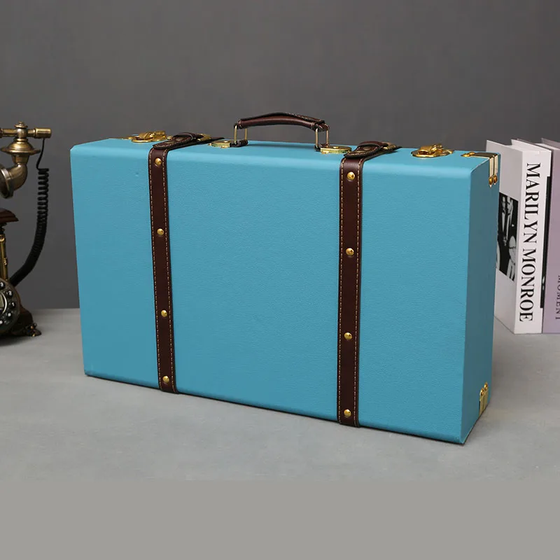 grandes valises de voyage vintage de luxe, coffre en cuir sous le lit, organisateur de vêtements, boîte de rangement, poubelle antique personnalisée