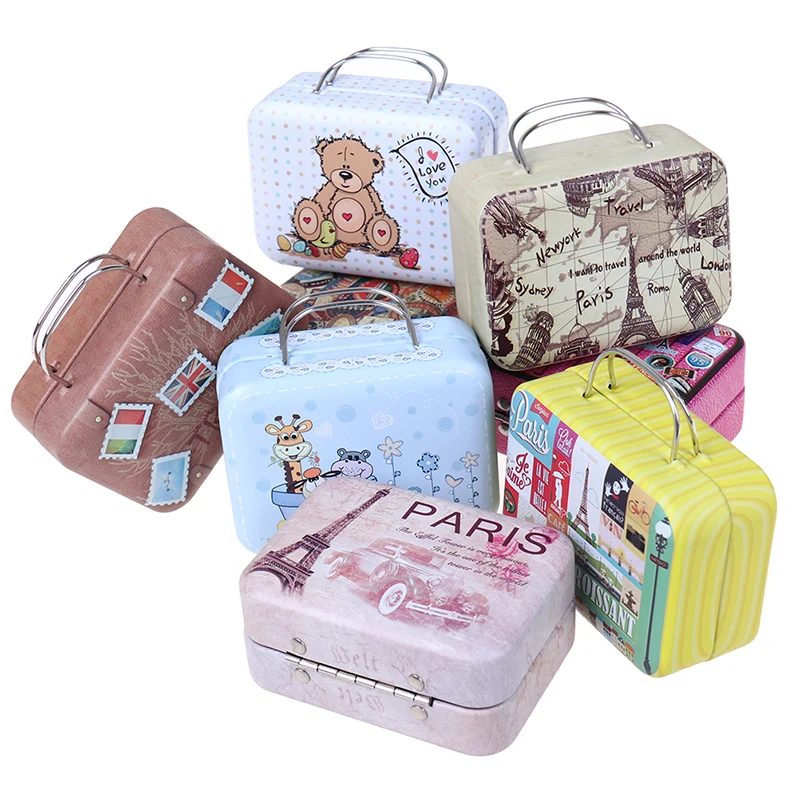 mode métal mini valise pour poupées jouets miniatures tronc maison de poupée décoration belle petite pochette boîte à bijoux poupée sac à main
