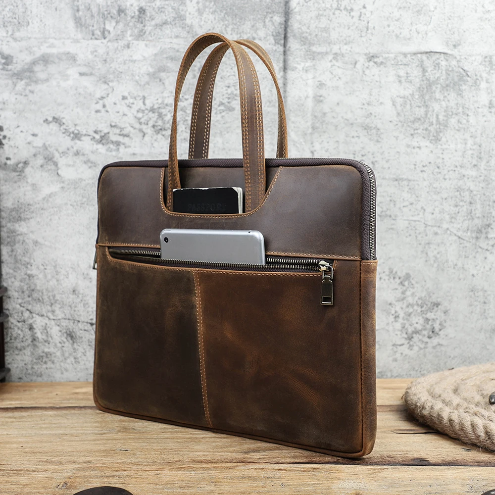 sac à main en cuir 100% véritable pour hommes, porte documents pour ordinateur portable, sacoche décontractée de grande capacité pour macbook pro 13 14 15 16