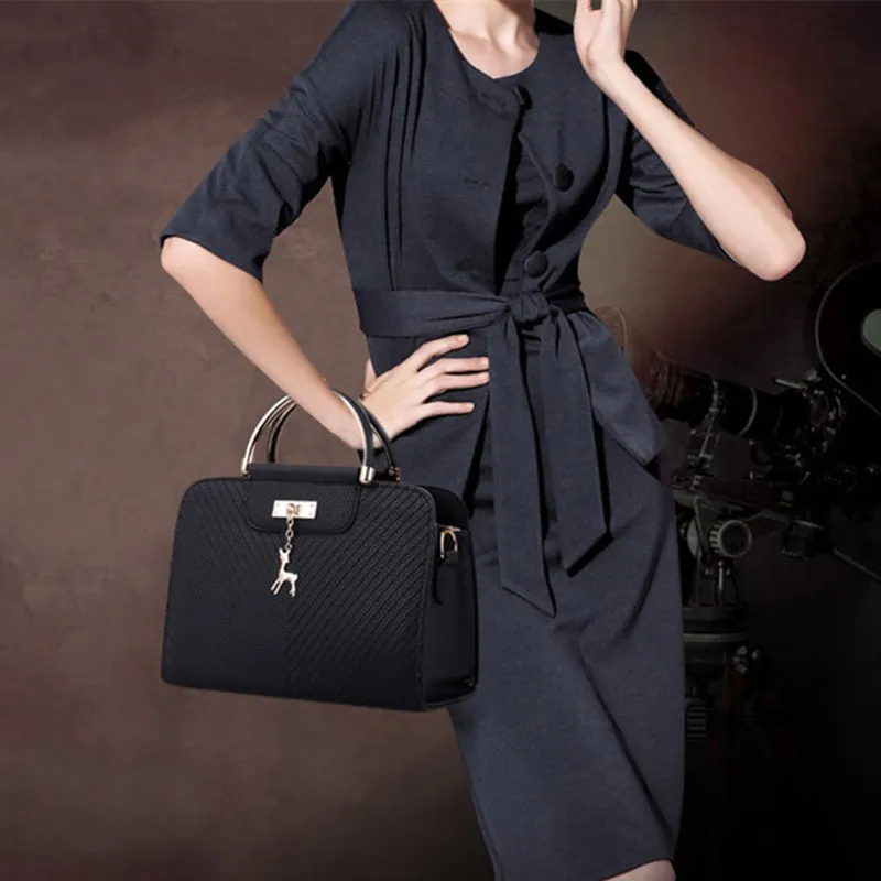 sac à main en cuir de grande capacité pour femmes, nouveaux sacs à bandoulière décontractés fourre tout simple poignée supérieure, sacs à main décor de cerf