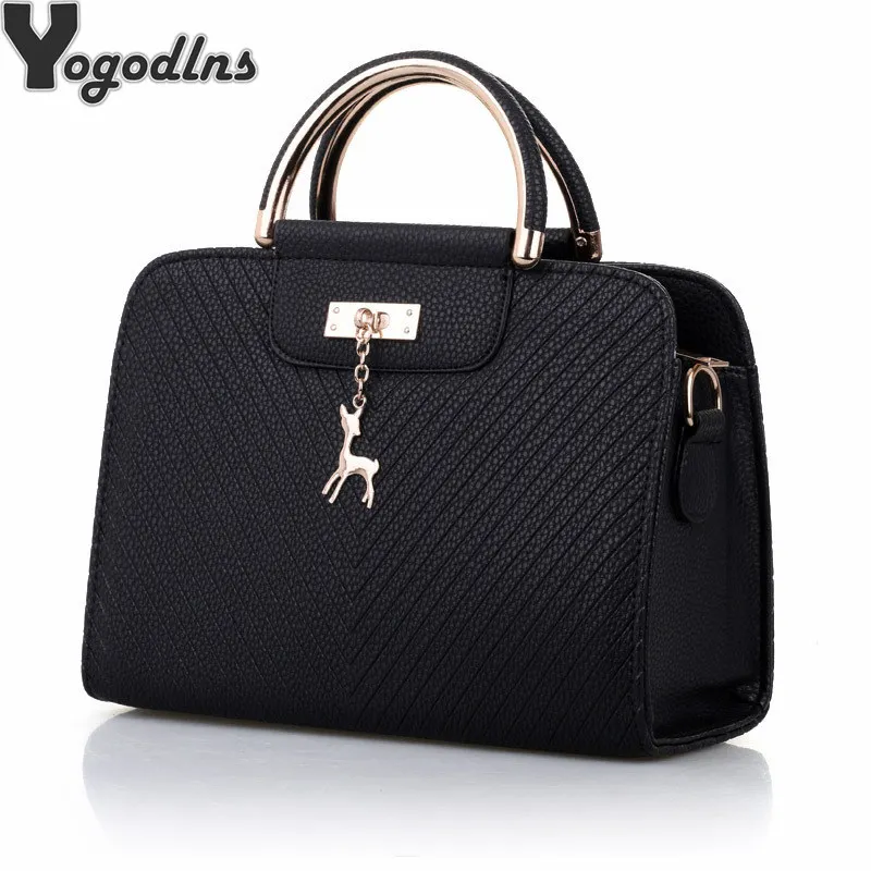 Sac à main en cuir de grande capacité pour femmes, nouveaux sacs à bandoulière décontractés fourre-tout Simple poignée supérieure, sacs à main décor de cerf