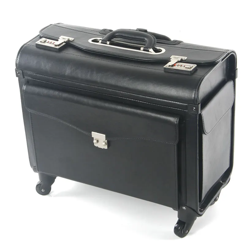 Bagages à roulettes 16/19 pouces pour hommes et femmes, bagages de bord, cabine de capitaine, valise de voyage d'affaires en pu