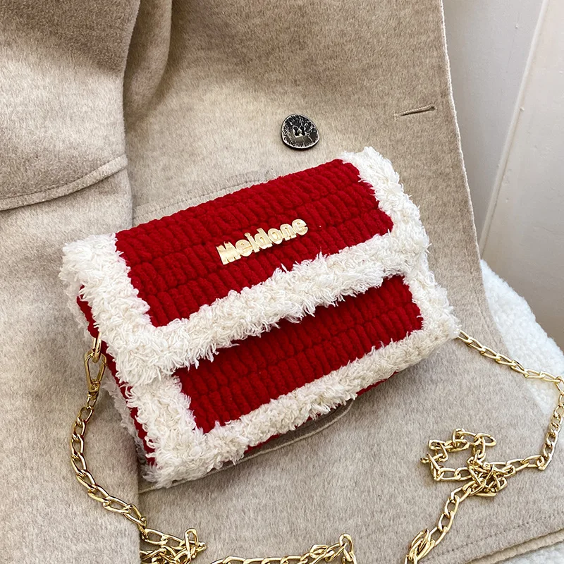 sac de tissage moderne en tissu maille, sac en laine, crochet de loquet fait à la main, sacs de tissage, sac à bandoulière pratique, accessoires faits maison