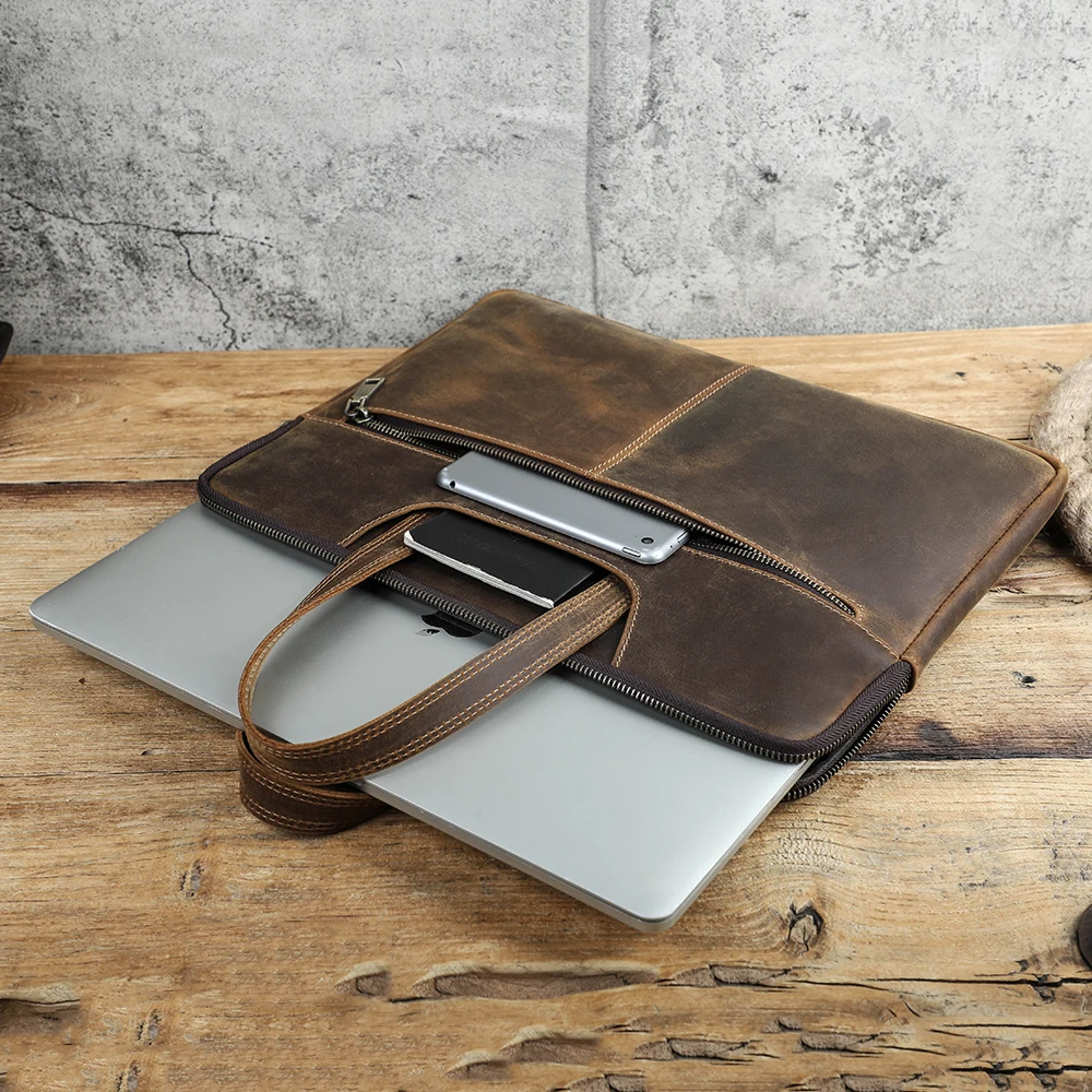 sac à main en cuir 100% véritable pour hommes, porte documents pour ordinateur portable, sacoche décontractée de grande capacité pour macbook pro 13 14 15 16
