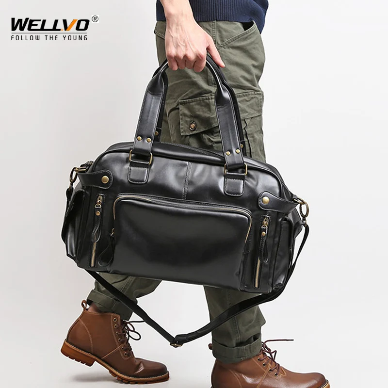 porte-documents en cuir souple pour hommes, fourre-tout pour ordinateur portable, sacoche d'affaires, sac à main de loisirs, grands sacs de voyage noirs xa158c
