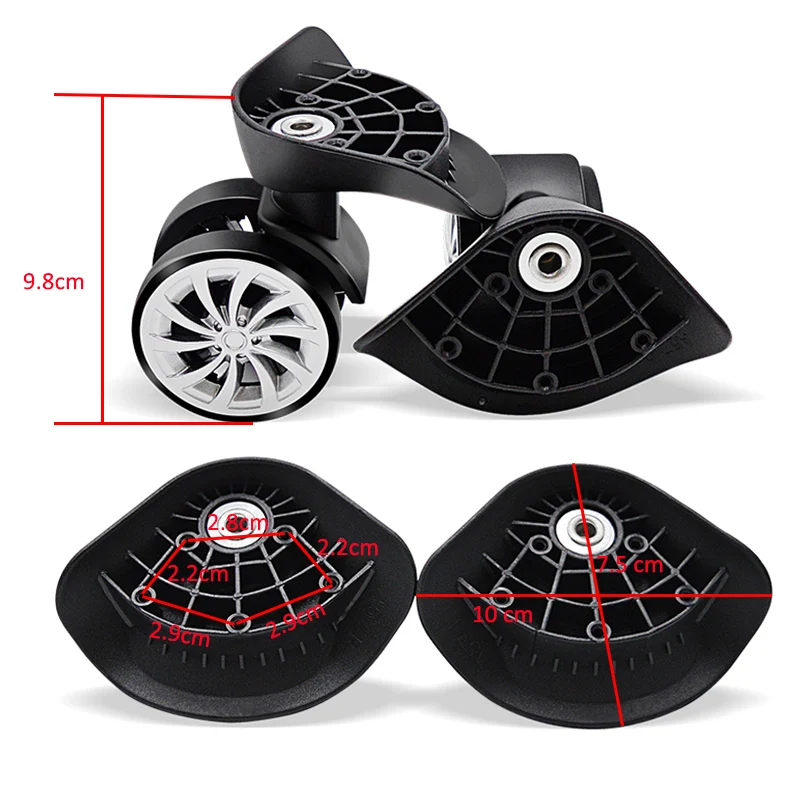 roue de remplacement pour bagages, pivotante, universelle, noire, double rangée pour valises a57 fsl