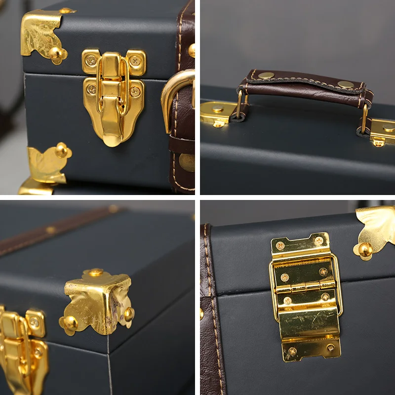 grandes valises de voyage vintage de luxe, coffre en cuir sous le lit, organisateur de vêtements, boîte de rangement, poubelle antique personnalisée