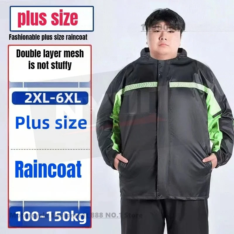 combinaison de pluie pour moto 6xl, ensemble manteau et pantalon imperméables grande taille, équipement d'équitation robuste pour hommes par temps extrême
