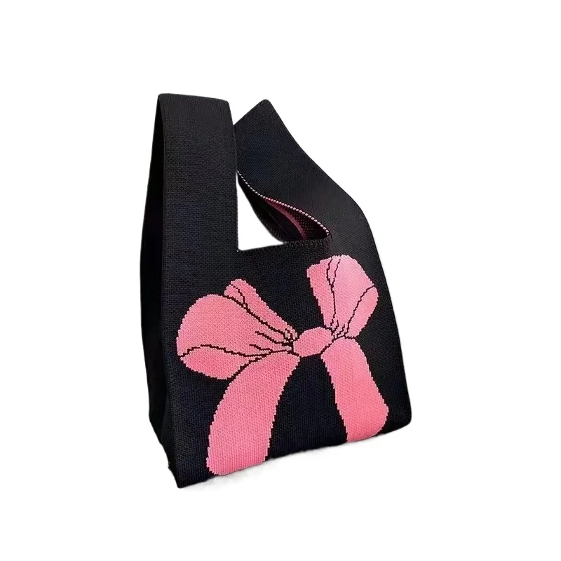 Sacs à main à nœud pour femmes, sacs à main tricotés, sacs de poignet polyvalents, fourre-tout à poignée supérieure, Mini fourre-tout rayé, sac seau pour téléphone