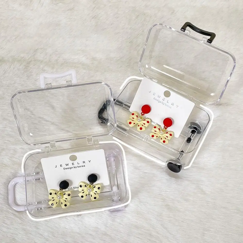 boîte de rangement 7.5x5cm, mini boîtier transparent en forme de valise avec poignée, bijoux décoratifs en plastique, bonbons miniatures pour la maison et le bureau