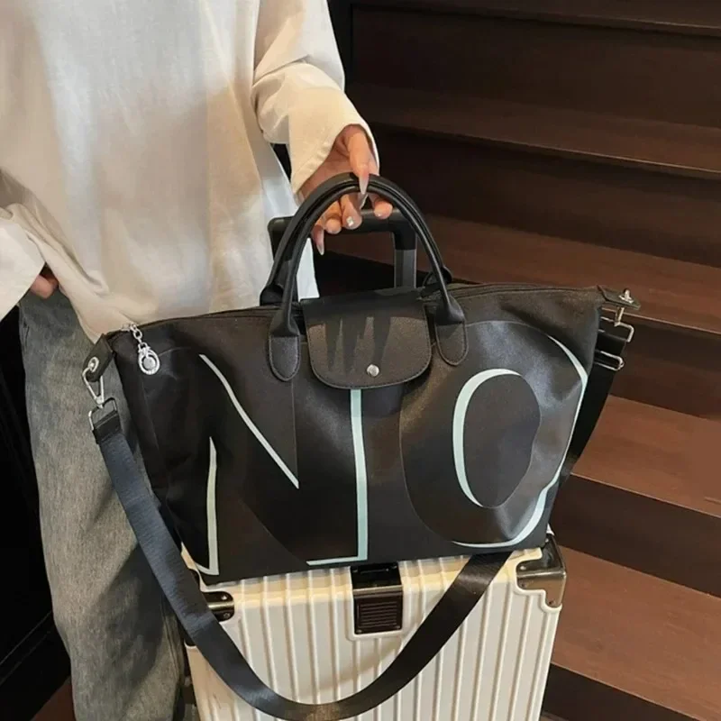sac à main en toile pour femmes, large bandoulière, sens haut de gamme, niche double face lettre simple épaule aisselle fourre tout