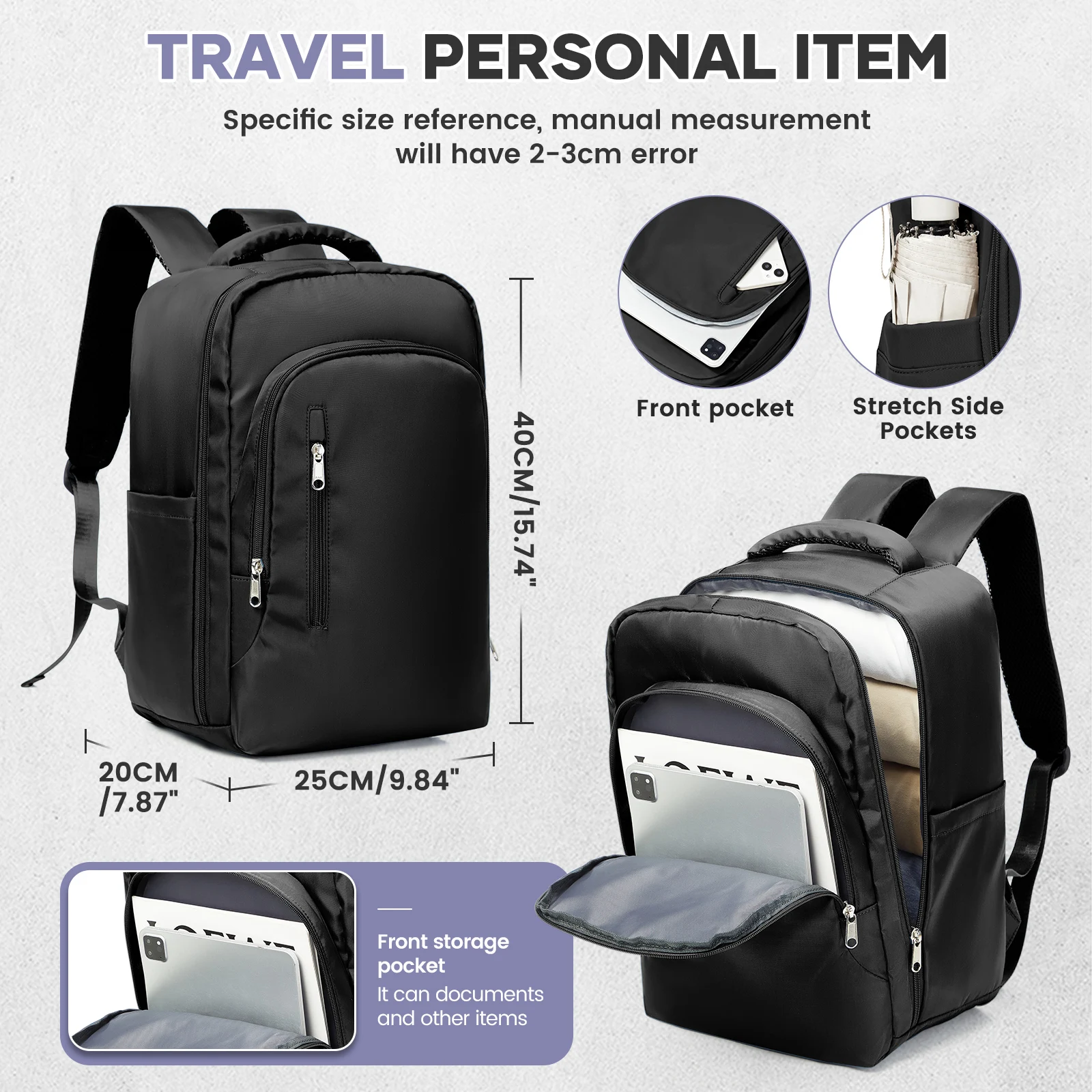 sac à dos de voyage pour cabine d'avion 40x20x25, sac à dos pour hommes et femmes, sac à dos d'université portable, sac à dos pour ordinateur portable, sac à dos pour bagage à main