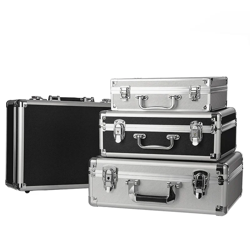 boîte à outils portable en aluminium, équipement de sécurité, boîte à outils, mallette à instruments, boîte de rangement, valise, étui résistant aux chocs avec éponge