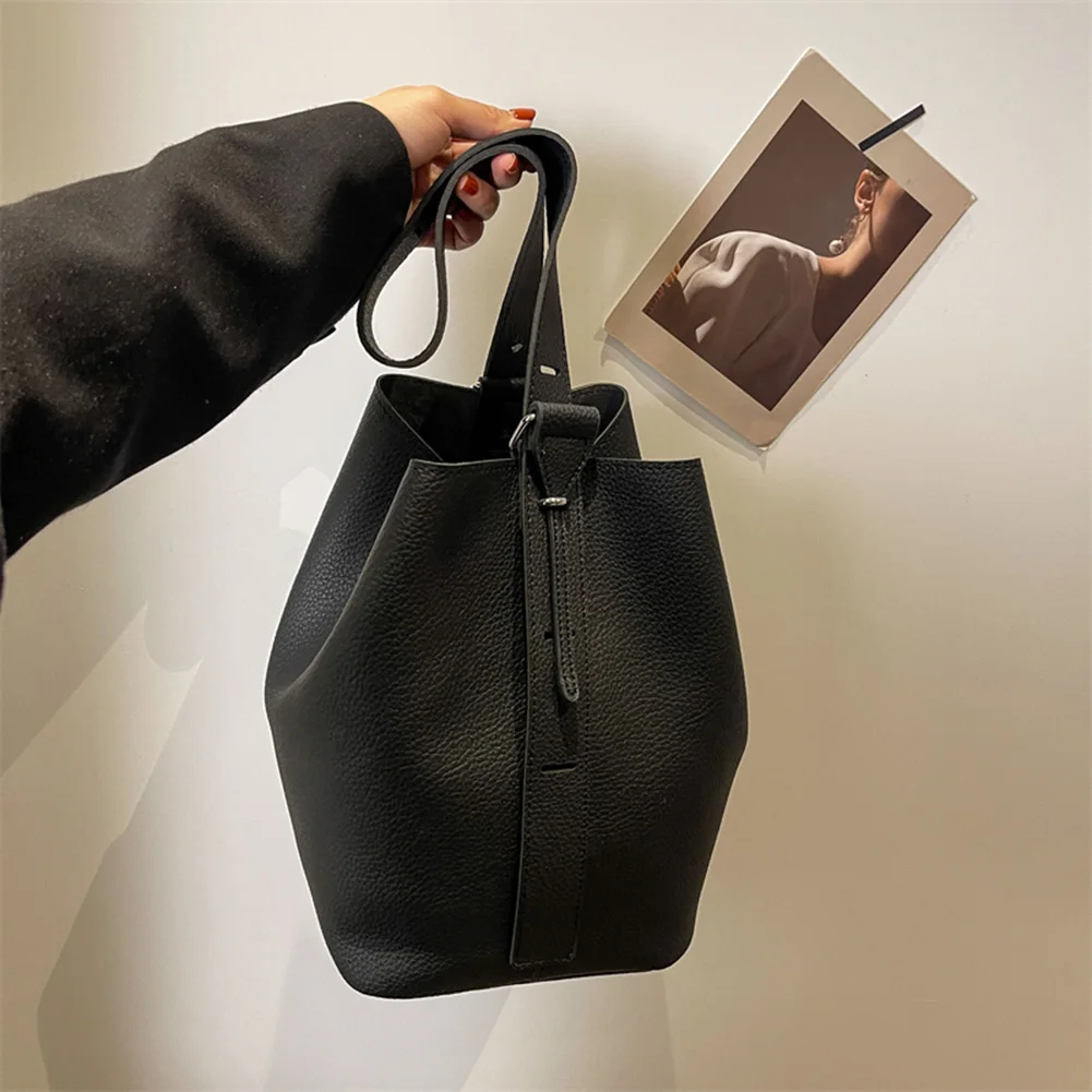 Sac de shopping polyvalent pour femmes, seau de grande capacité, sac d'épicerie, sangle réglable, sac Simple de couleur unie avec pochette assortie