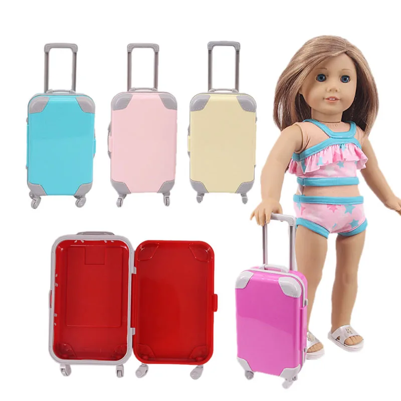 accessoires de poupée valise imprimé animal de dessin animé adapté aux poupées américaines de 18 pouces 43cm bébé reborn poupée vêtements de rangement, cadeau de jouet pour enfant