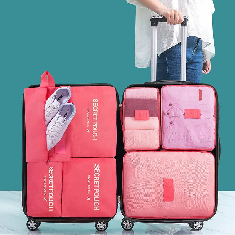 grand paquet de 6 sacs de voyage, organisateur de vêtements, sac de rangement, sac de valise de garde robe, organisateur de voyage, sac cube d'emballage de chaussures